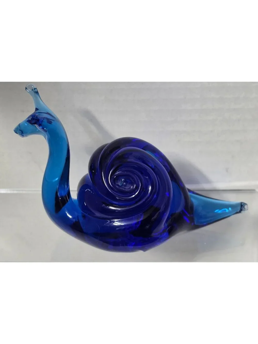 Cobalt Blue Art Glass Snail Figurine Paperweight Hand Blown 5